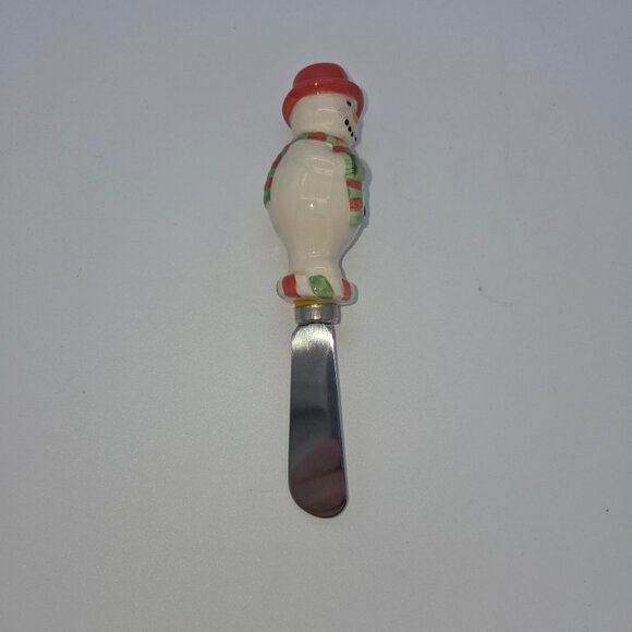 Longaberger Holiday Spreader Snowman Design With Box Ceramic Handle Stainless St - Picture 3 of 6